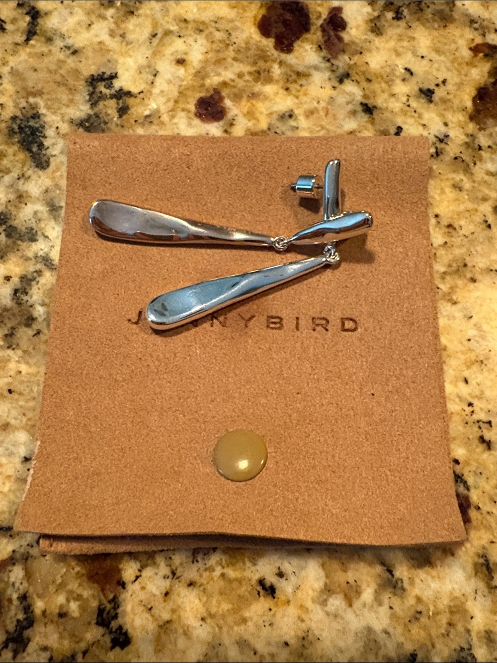 Jenny Bird Polished Silver Long Teardrop Dangle Earrings